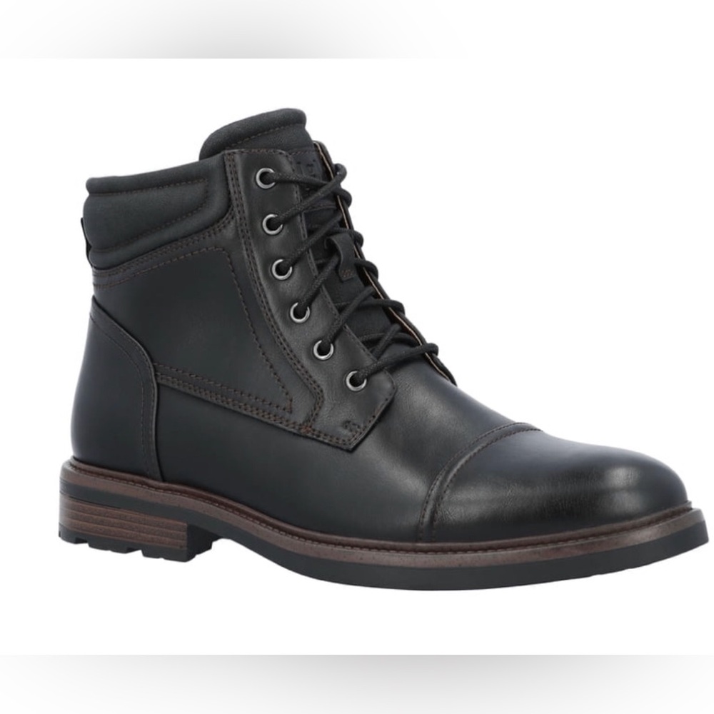 GEORGE Mens Ankle Boots Size 11 Side  Zip Lace Up Comfort Insole Black